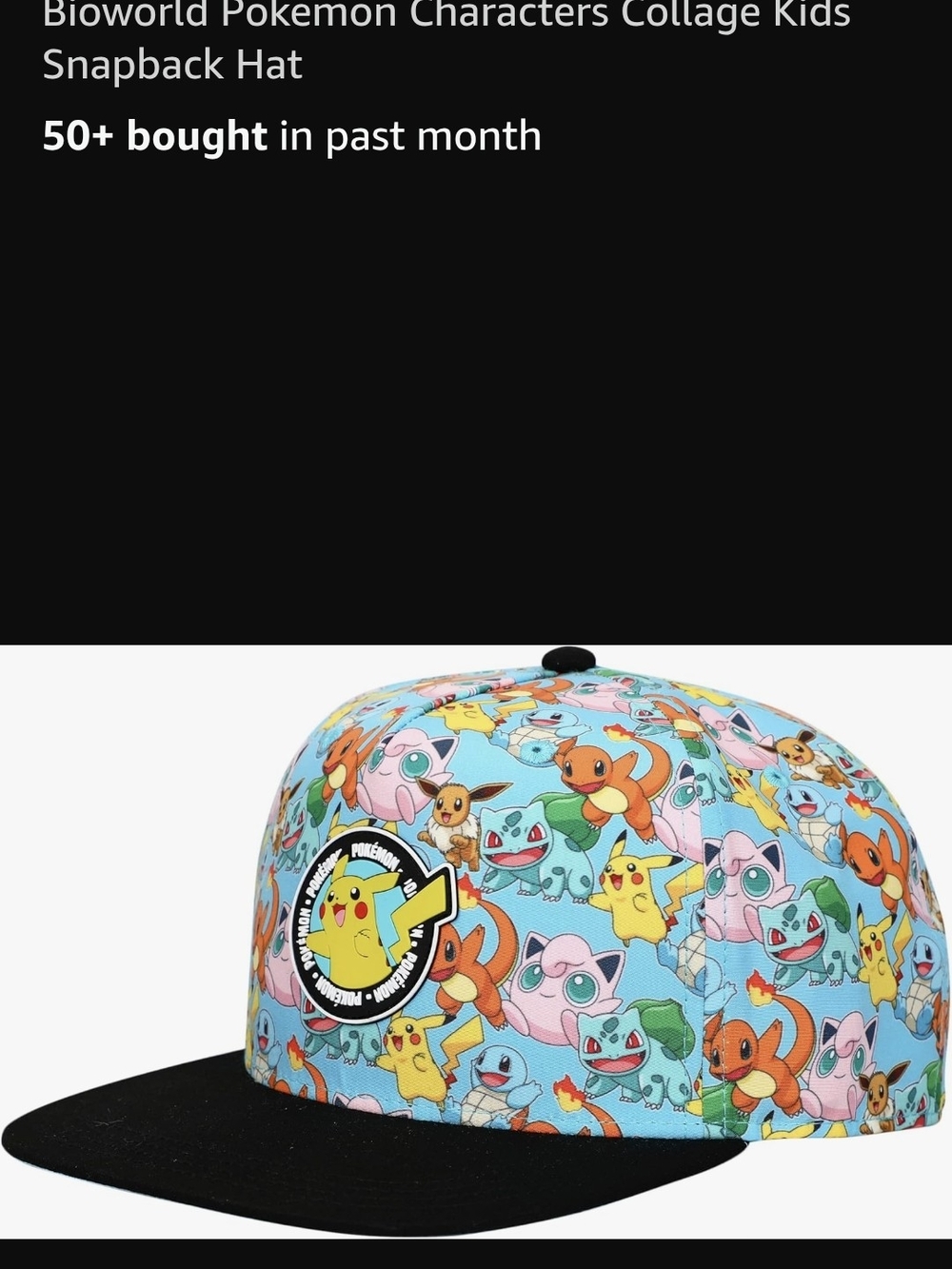 Bioworld Kids Pokemon Snapback Hat - Light Blue, Black, Multi